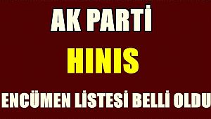 Ak Parti Hınıs Encümen Listesi Belli Oldu